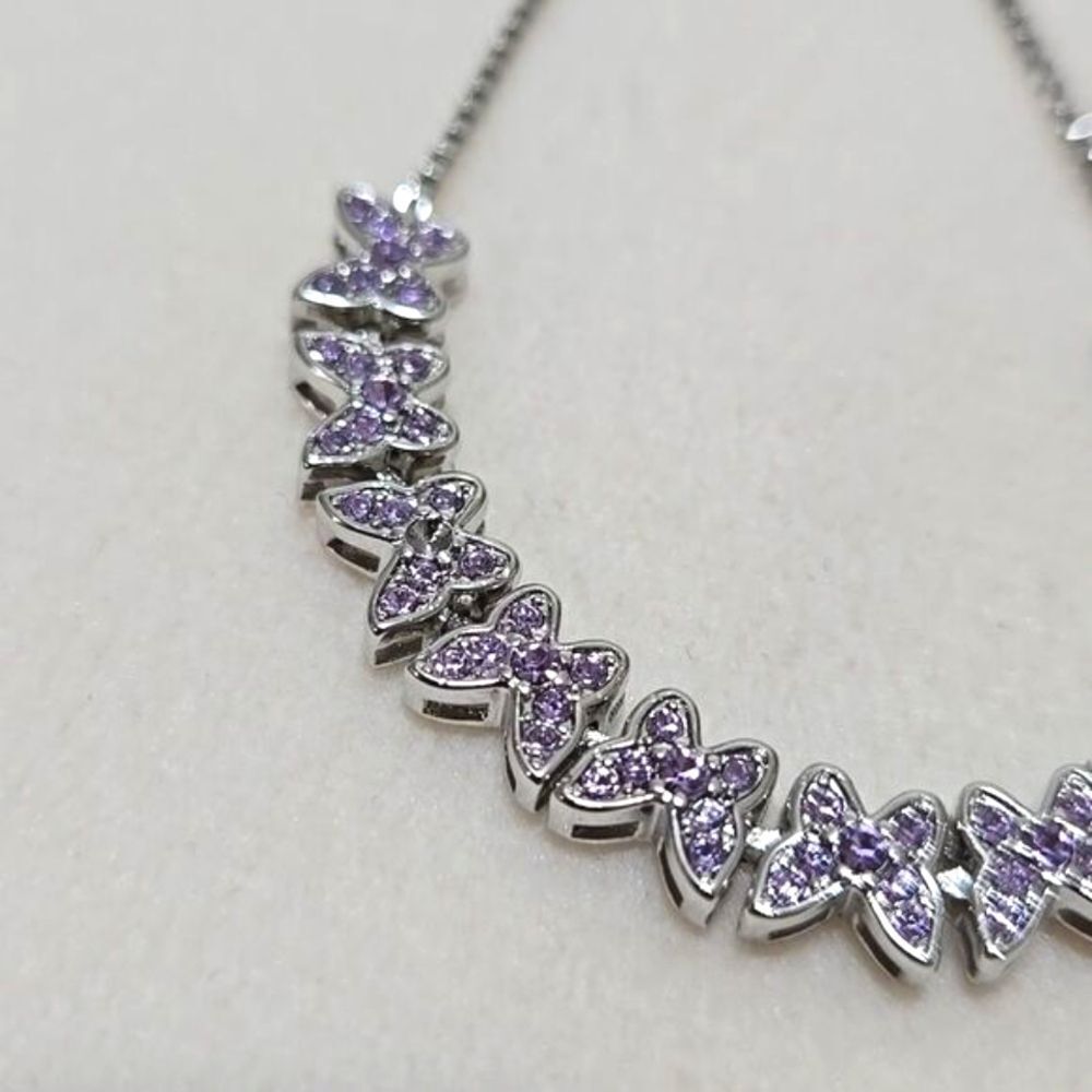 IBB CN Silver and Purple Butterfly Bacelet